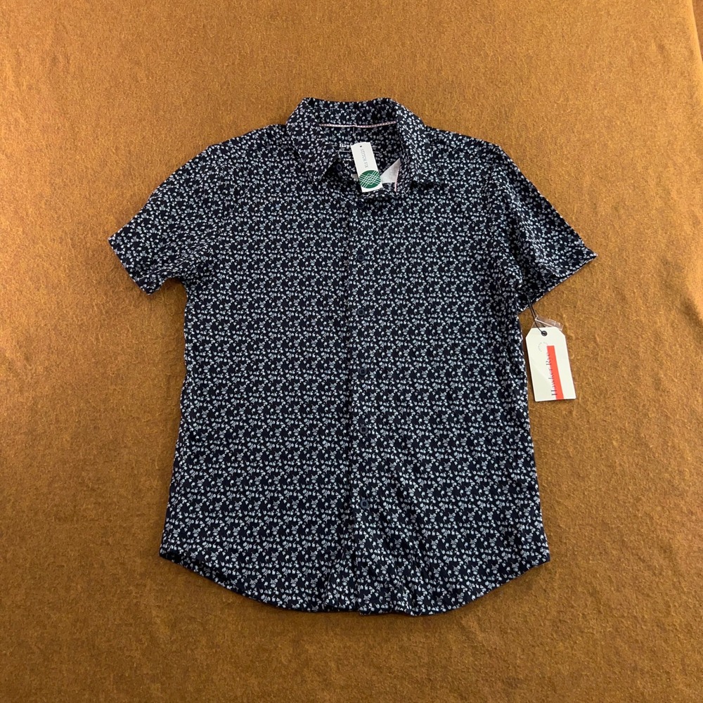Hawker Rye Mens M Navy Blue Floral Short Sleeve Button Down Shirt